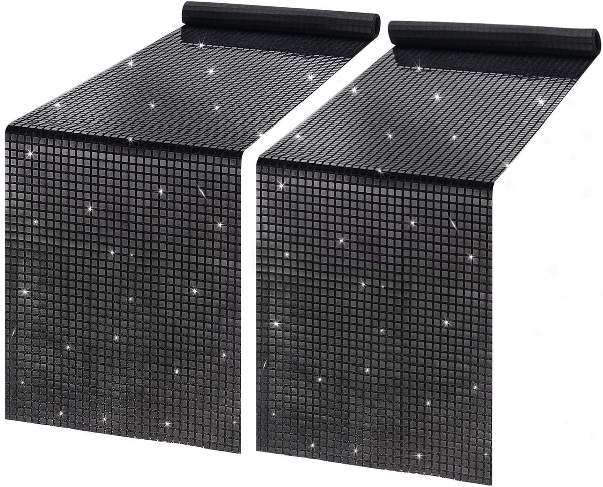 Disco Party Table Runners 6 Packs 12 x 72 Inches - Black Sequin Table Runners for Retro 70s 80s Theme Disco Dance Party Birthday Holiday Wedding Halloween Table Decorations