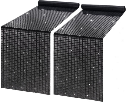 Disco Party Table Runners 6 Packs 12 x 72 Inches - Black Sequin Table Runners for Retro 70s 80s Theme Disco Dance Party Birthday Holiday Wedding Halloween Table Decorations