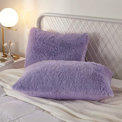 Uhamho Set of 2 Faux Fur Throw Pillow Covers Soft Velvet Decorative Pillowcases by Uhamho