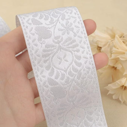 Boho Jacquard Ribbon Floral Ribbon Silver Embroidery Jacquard Trim - Image 2