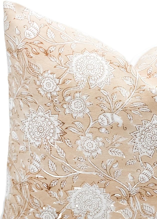 Designer Floral Print on Off White Linen Pillow Cover, Boho Decor Pillow Cover - Image 4