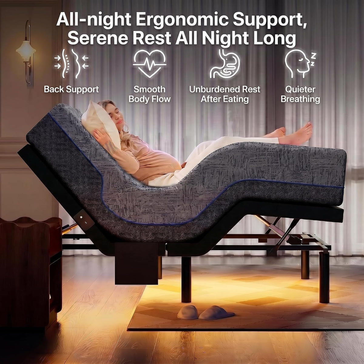marsail adjustable bed frame full electric bed with, side view