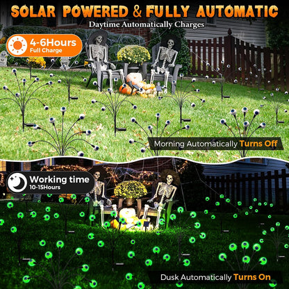 Halloween Decorations Outdoor, 6Pack 48 LEDs Solar Eyeball Lights