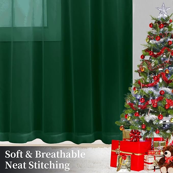 Sheer Curtains 84 Inches Long 2 Panels, Rod Pocket Short Curtain - Image 8