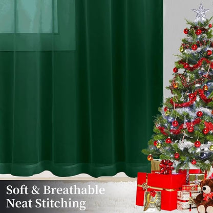 Sheer Curtains 84 Inches Long 2 Panels, Rod Pocket Short Curtain - Image 8