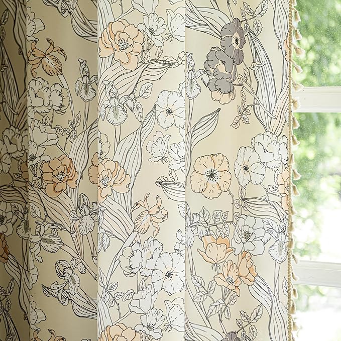 ENJOYBRIDAL Floral 84 Inch Curtains 2 Panel Set Bedroom Farmhouse Drapes Semi - Image 7