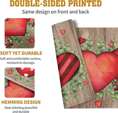 Valentines Day Wooden Plank Placemats Set of 4, 12x18 Inch Valentine Eucalyptus - Image 5