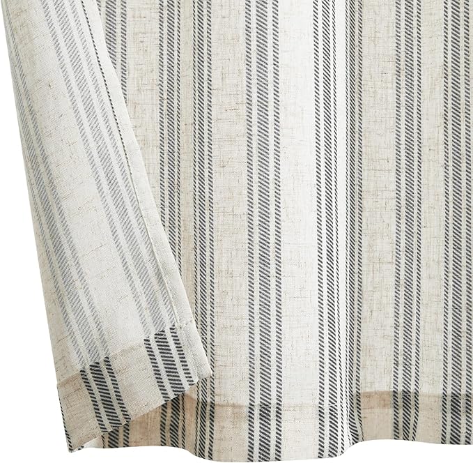 jinchan Striped Valance Farmhouse Window Treatment Linen Textured Drapes - Image 7