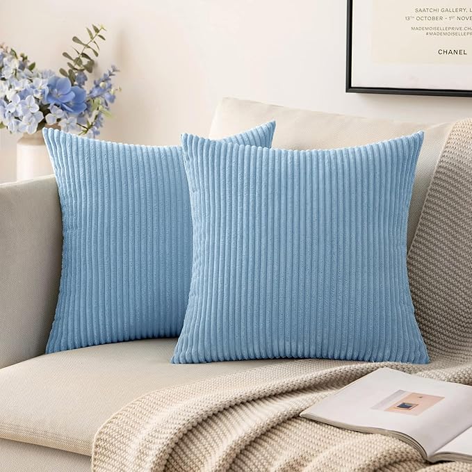 MIULEE Winter Pack of 2 Corduroy Pillow Covers Soft Soild Cushion Cases by MIULEE