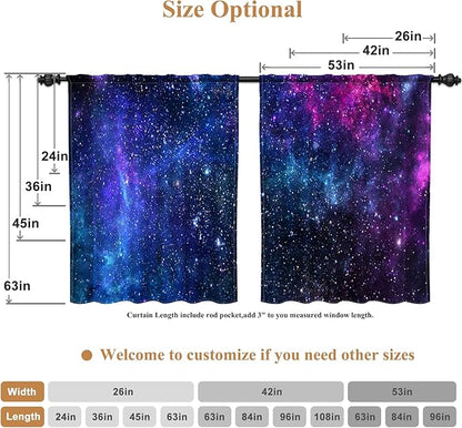 Renaiss 53 x 96 Inch Galaxy Blackout Window Curtains Kids Bedroom Window Drapes - Image 6