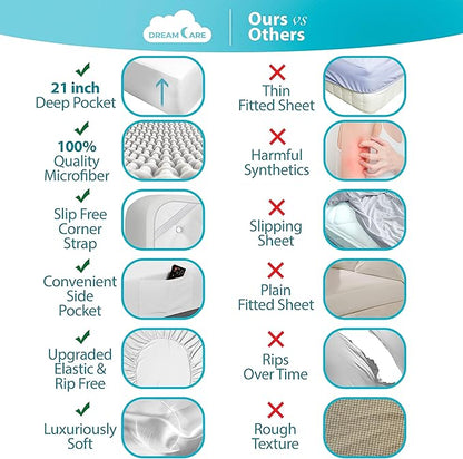 DREAMCARE King Size Sheets Set – 4 pcs Cooling Sheets – up to 21” Deep Pocket - Image 2