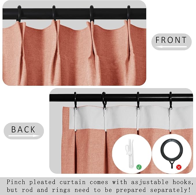 Macochico Pinch Pleated Blackout Curtains 102 Inches Long 100% Light Blocking - Image 4