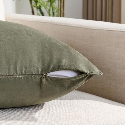 Fancy Homi 2 Packs Olive Green Decorative Throw Pillow Covers 18x18 inch - Image 3