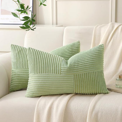 Sage Green Lumbar Throw Pillow Covers 14x24 inch, Farmhouse Home Decor by Unknown