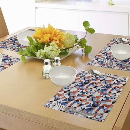 Ambesonne Mid Century Place Mats Set of 4, Mosaic of Various Shapes and Colors - Image 4
