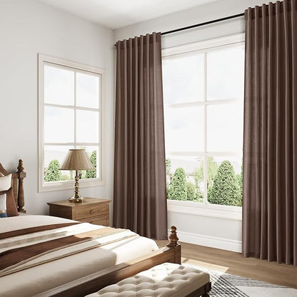 Nanspring Cappuccino Linen Blend Light Filtering Back Tab Curtains 102 Inches - Image 7