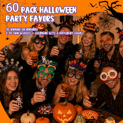 Halloween Headbands and Glasses Bulk, Party Favor Accessories for Adults Costume Party Decorations