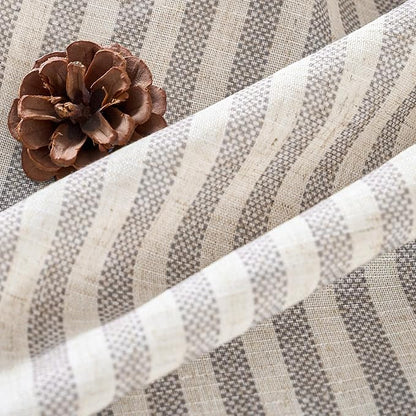 Vangao Linen Striped Grey Curtains Boho Tickingstripe Light Filtering Window - Image 7
