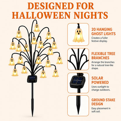 Outdoor Halloween Decorations, Solar Ghost Stake Lights for Yard