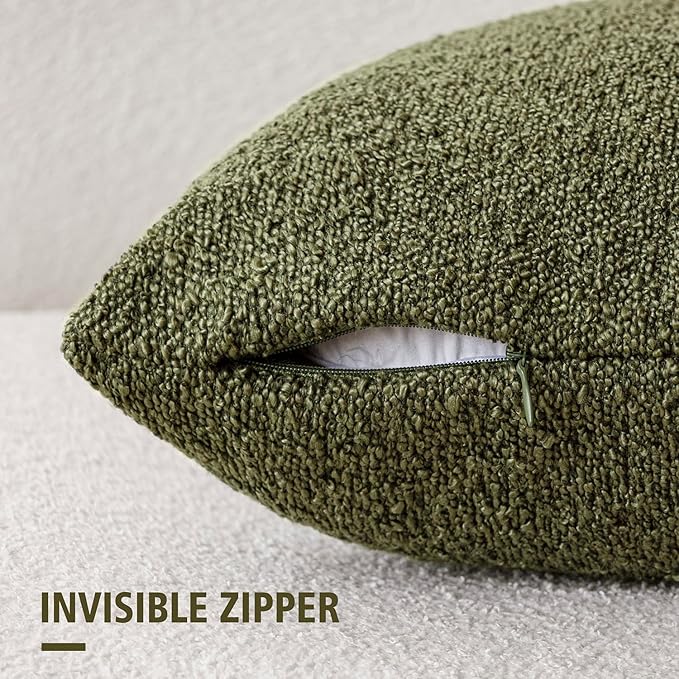 Foindtower Pack of 2 Textured Boucle Throw Pillow Covers Accent Solid - Image 2