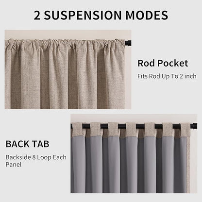 CUCRAF Custom 100% Total Blackout Curtains, Linen Back Tab and Rod Pocket - Image 3