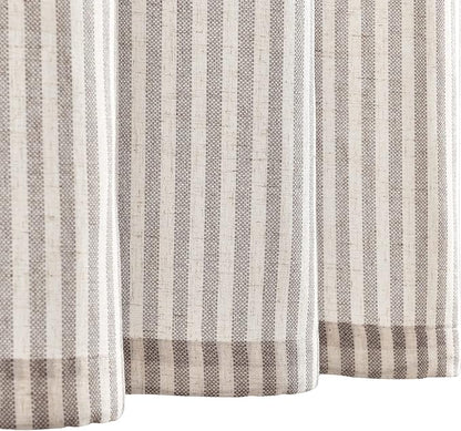 Vangao Stripe Farmhouse Kitchen Curtains 36 Inch Length Linen Cafe Curtains - Image 2