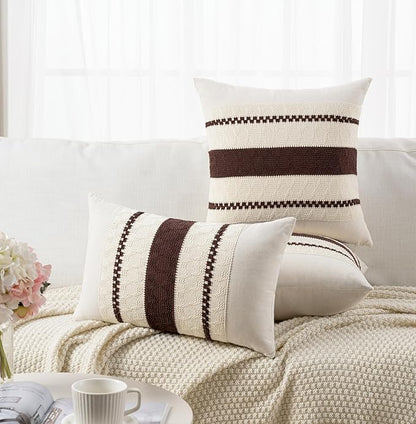 Fancy Homi Set of 2 Boho Brown Decorative Throw Pillow Cover 22x22 Inch - Image 5