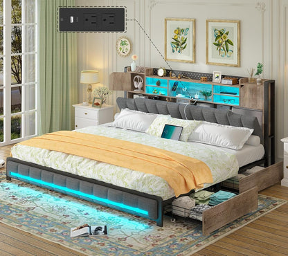 cszzd king size bed frame and bookcase headboard, main product view