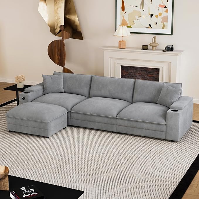 115" L Shaped Cloud Sofa Couch - Image 7