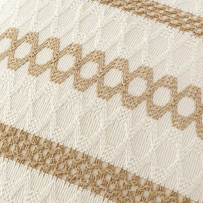 MIULEE Set of 2 Neutral Boho Decorative Pillow Covers 20x20 Inch Farmhouse - Image 4