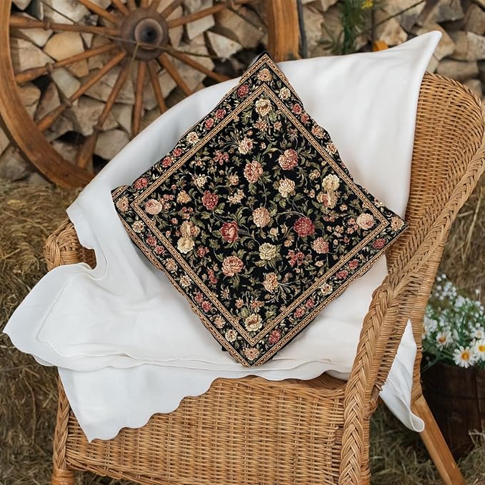 Bohemian Pillow Covers | Vintage Floral & Carpet Design | Double Sided Blue - Image 7