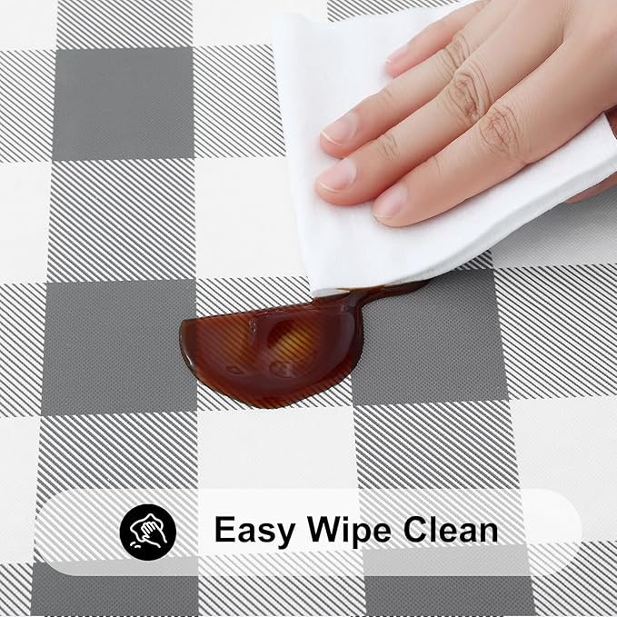 Smiry Rectangle Picnic Table Cloth, Elastic Waterproof Fitted Vinyl Tablecloths - Image 4