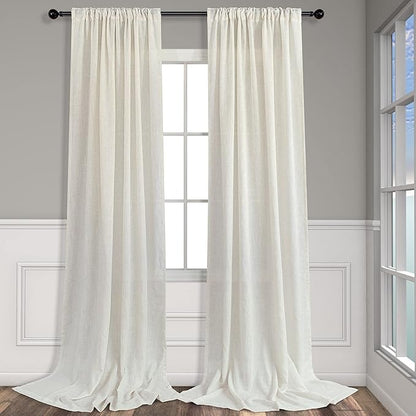 Cream Curtains 96 Inches Long for Living Room 2 Panels Back Tab Loop Pocket - Image 8