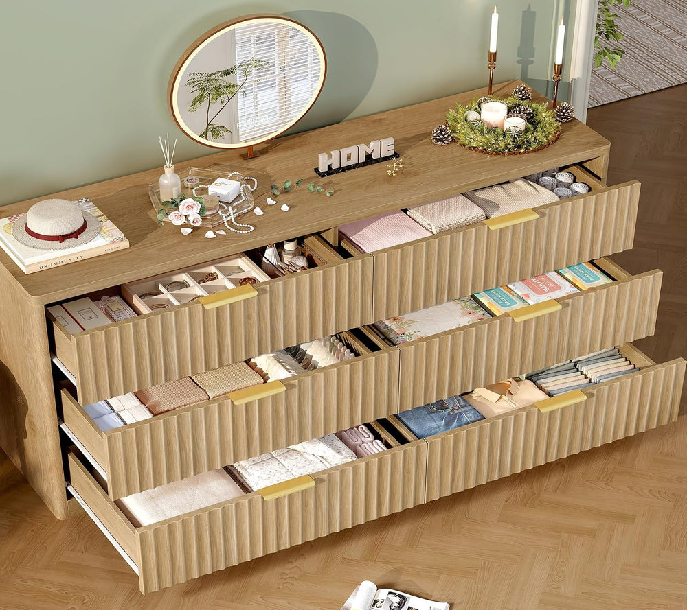 TEENFON 56.3'' Dresser for Bedroom with 6 Drawers, Dressers & Che...