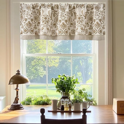 JINCHAN Linen Valance Kitchen Curtain - Image 2