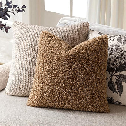 Foindtower 2 Pieces 22x22 Inch Dark Bronze, Faux Fur Throw Pillow Cover Accent - Image 5