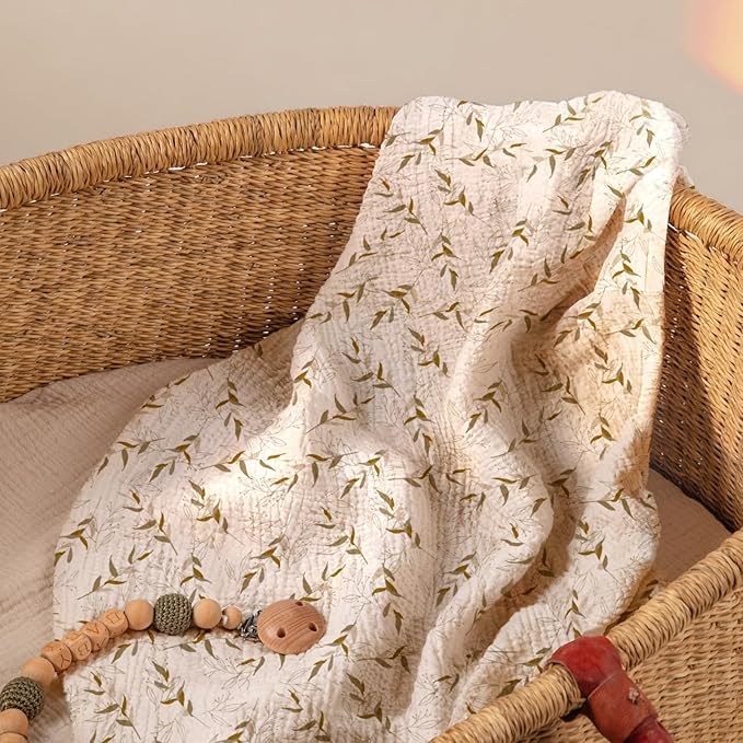 lulumoon Baby Bassinet Sheets Muslin: Cotton Bedside Bassinet Sheets Floral - Image 8