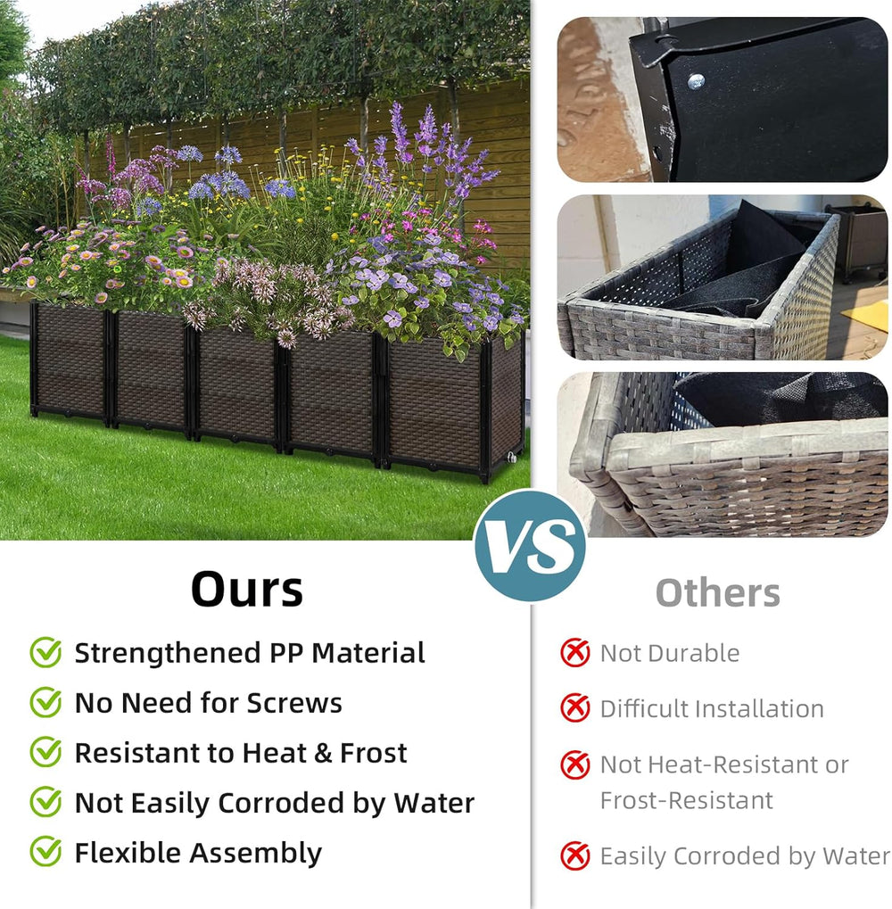 Large Raised Planter Box Outdoor Self Watering 78.7"x15.7"x19.7&quo...