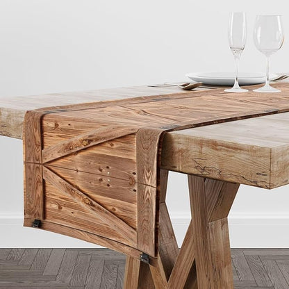 Rustic Barn Door Table Runner Farmhouse Wooden Wood Vintage Plank Country - Image 2