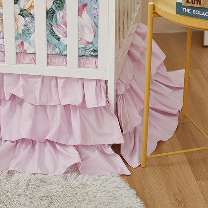 Brandream Crib Bed Skirt Dust Ruffle Triple Layer 100% Egyptian Cotton Sateen - Image 4