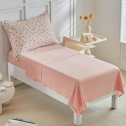 DuShow Toddler Bedding Set for Girls, 4 Pieces Floral Toddler Girl Comforter Set - Image 5