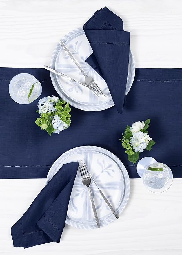Solino Home Linen Navy Blue Table Runner 132 Inches Long - Image 3