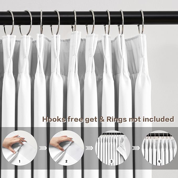 KEQIAOSUOCAI Pleated White Curtains 72 Inches Long - Image 2