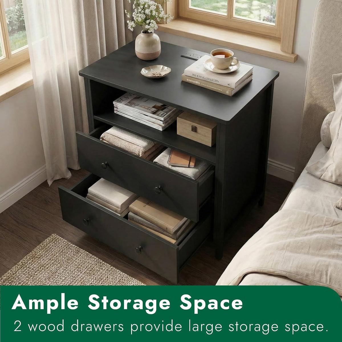 27" led nightstand set 2 with charging station, package contents