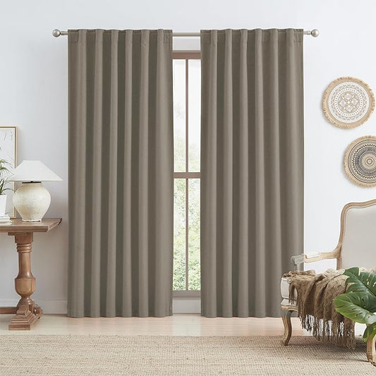 KEQIAOSUOCAI Farmhouse Taupe Curtains 90 Inch Length by KEQIAOSUOCAI