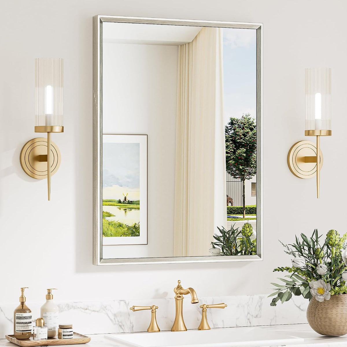keonjinn 22 x 30 inch brushed nickel bathroom, main product view