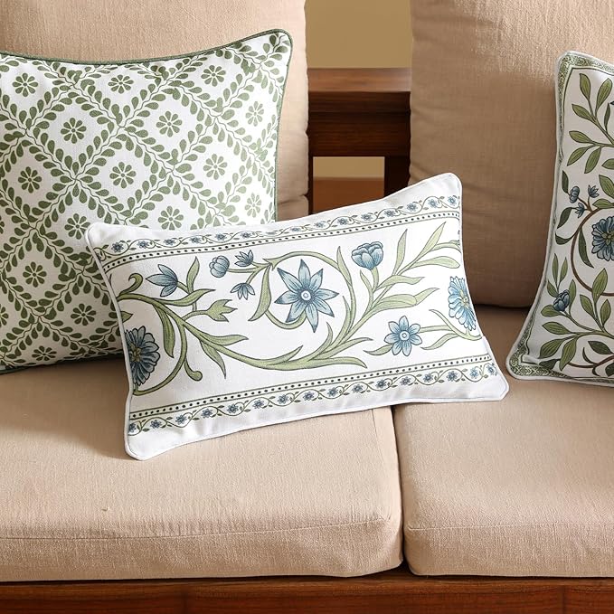 ISAENNE Design Fresh Linen Lumbar Throw Pillow Covers 12"x20", French White - Image 2