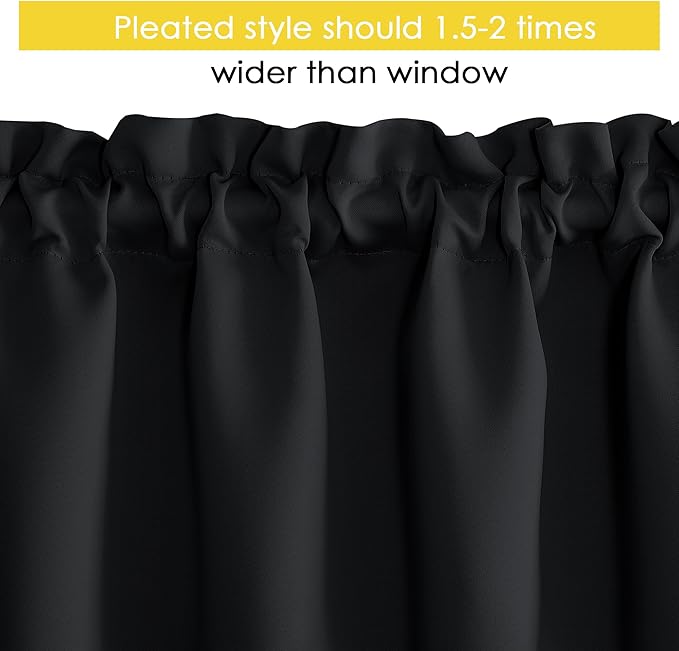 NICETOWN Black Valance Blackout Rod Pocket Window Curtains - Image 3
