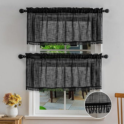 Beda Home Tassel Linen Textured Swag Valances by BedaHomeBedaLife