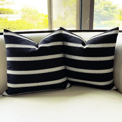 Slow Cow Decorative Stripe Throw Pillow Cover Modern Country Design Cushion - Image 8